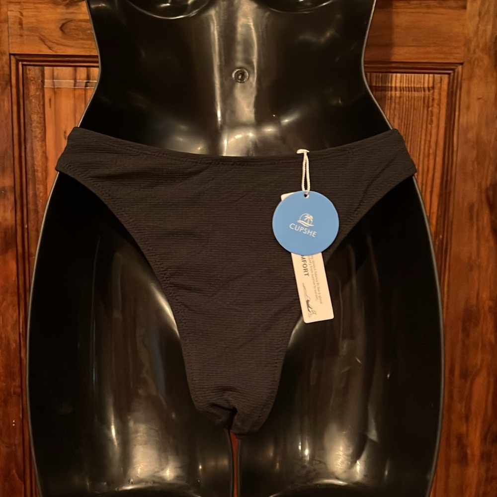 NWT High Waisted Black Bikini Bottom - Picture 3 of 6
